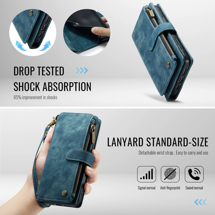 Premium Business Ledertasche als Wallet Card Flip Cover für Apple iPhone 17, 16, 15, 14, 13, 12, 11 Pro Max Plus und Mini in Schwarz oder Blau - Bild 4