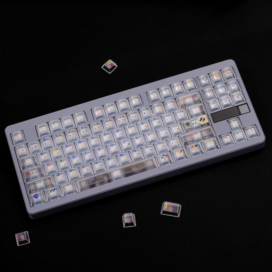 Venit Keys SFC Tastenkappen in Weiß und Transparent mit 122 Tasten im Cherry-Profil für MX-Schalter und mechanische Tastaturen (64/75/87/96/104 Layout) - Bild 2
