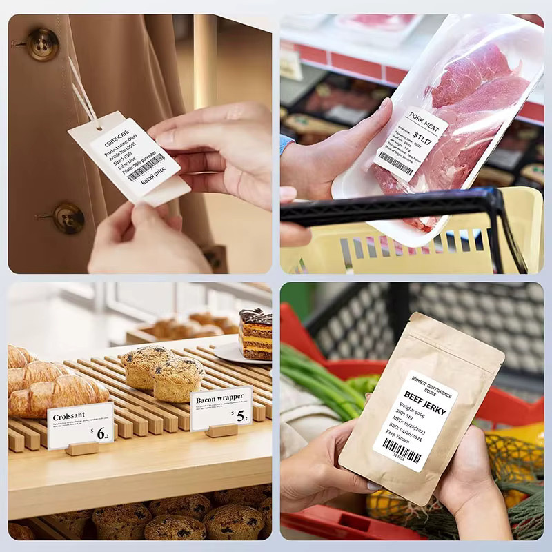 Phomemo Thermoetiketten Rollen, weiß, wasserfest und selbstklebend, bedruckbare Papier-Aufkleber für Barcodes und Preisetiketten, kompatibel mit Phomemo M220 und M110 - Bild 2
