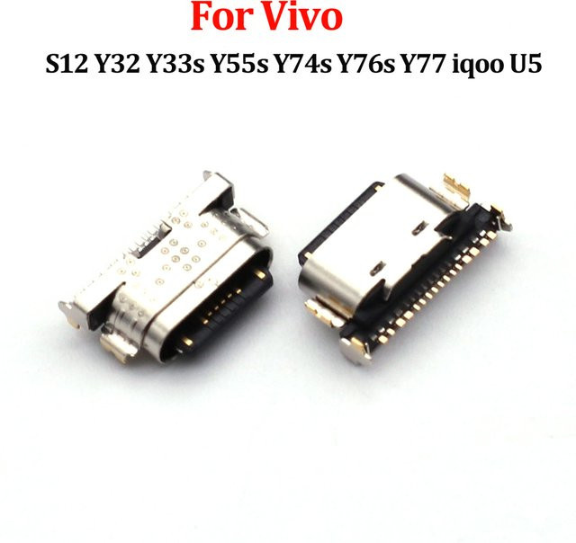 10 Stück USB-C Ladeport Ersatz-Ladeanschluss Buchse für Vivo S12 Y32 Y33s Y55s Y74s Y76s Y77 IQOO U5 in Silber - Bild 1
