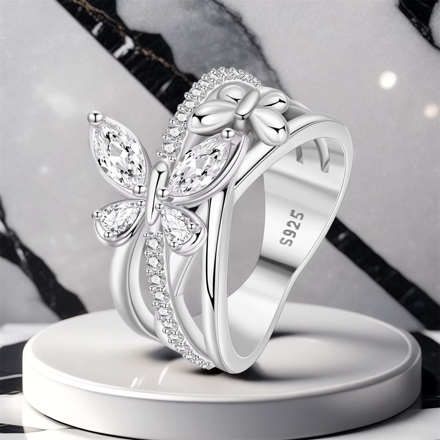 Orstarry Ring 925 Silber, Schmetterling, Damen - Bild 3