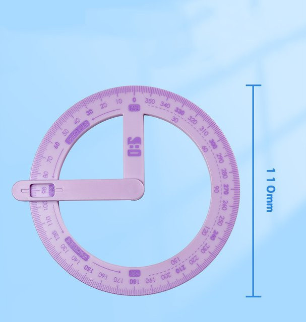 360-Grad-Winkelmesser als bewegliches Lineal für Geometrie und Mathematik in Pink oder Lila - Bild 1