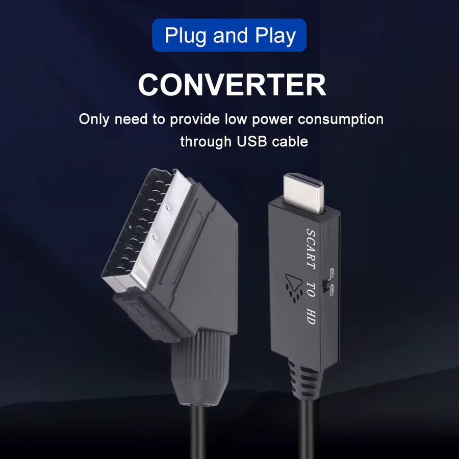 MOJOYCE Scart zu HDMI Video-Konverter Adapter in Schwarz mit Full HD 1080P Unterstützung und Micro-USB-Anschluss - Bild 4