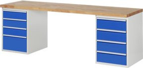 Rau Werkbank 7820A3 in Weiß mit 8 Schubladen, B/T/H: 250 x 70 x 89 cm - Bild 1