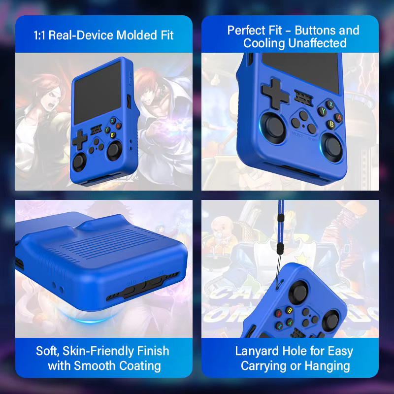 SPRINGCREAT Silikon Schutzhülle für R36S Handheld Spielkonsole in Blau oder Lila - Bild 3