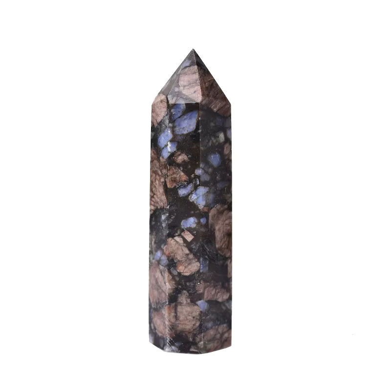 RYCRYSTAL Glaukophan und Quarz Kristall Obelisk als natürlicher Heilstein und dekoratives Ornament - Bild 4