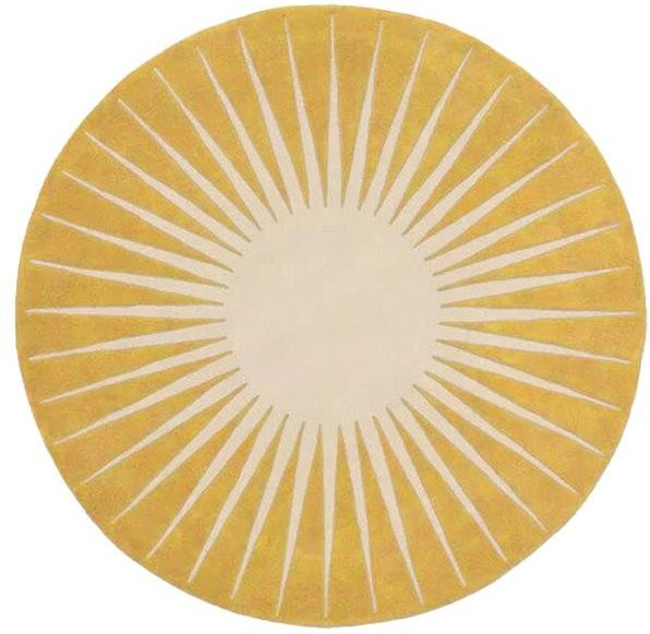 Runder Teppich in Gelb mit geometrischem Design, weich und rutschfest, für Wohnzimmer und Schlafzimmer, Durchmesser: 100 cm - Bild 1