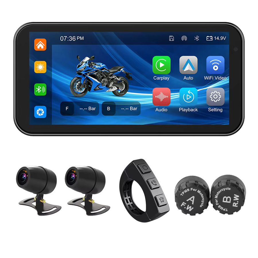 Tomostrong Tragbares Motorrad-Navigationssystem mit 6,25 Zoll Display, IP67 Wasserdicht, GPS, Wireless CarPlay und Android Auto, Schwarz - Bild 7