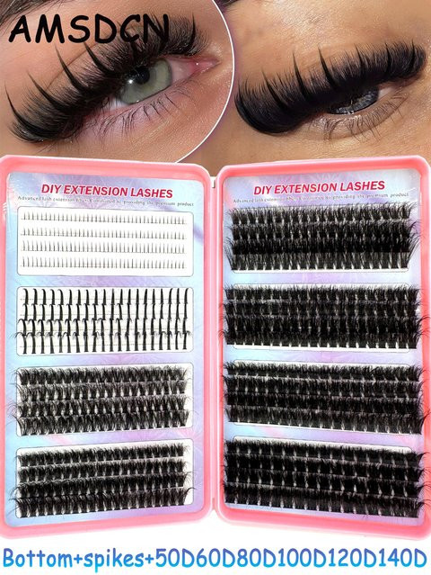 AMSDCN Wimperncluster mit unteren Wimpern, 32 Reihen, Unisex - Bild 1