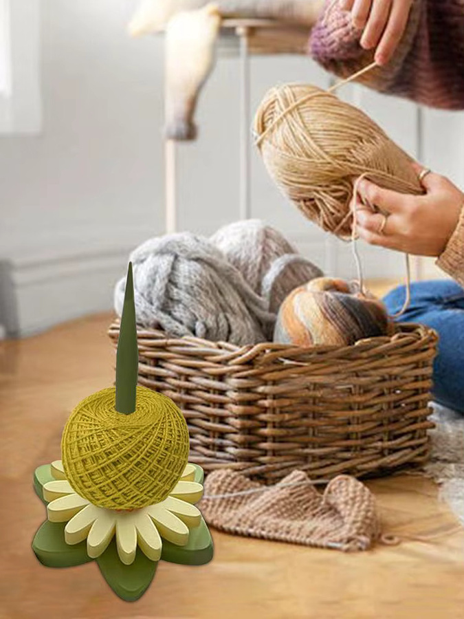 Drehbarer 3D-gedruckter Garnballhalter für Häkelgarn und Strickzubehör in Gelb - Bild 5