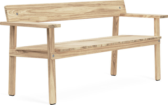 Carl Hansen & Søn And Son Timbur Gartenbank aus Holz in Braun mit Armlehnen und skandinavischem Design - Bild 1