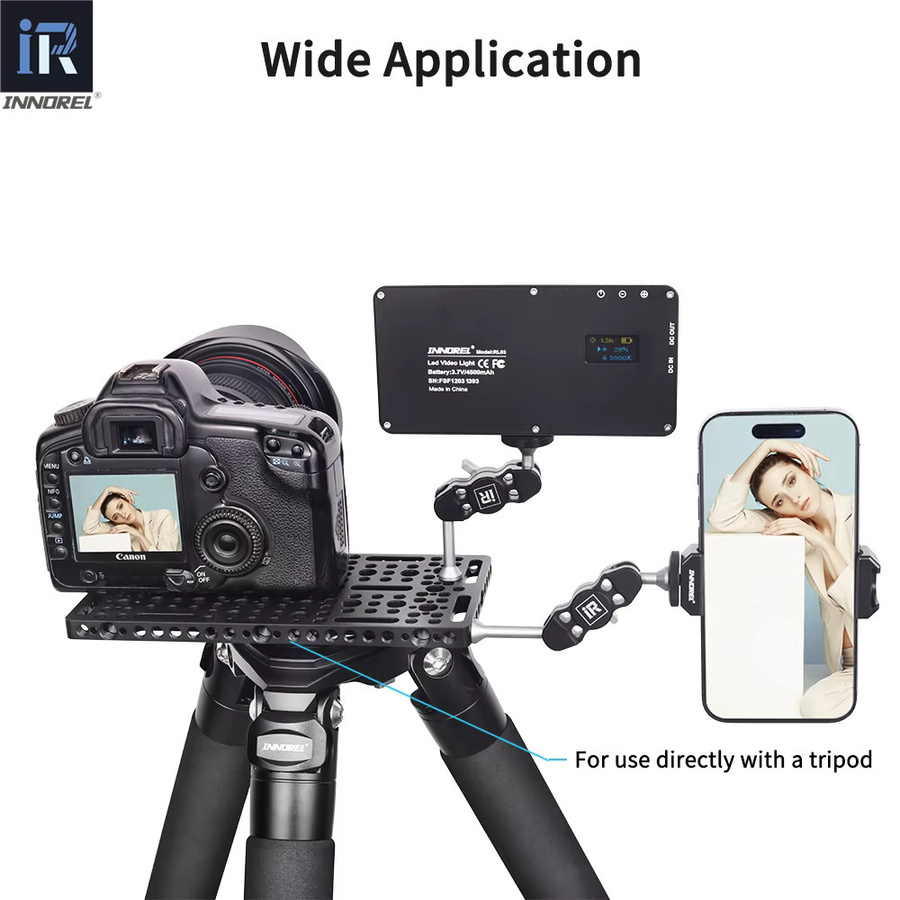 INNOREL CP10 Multifunktionale Käseplatte in Schwarz mit integrierten ARRI-Positionierungslöchern für Kamera und Stativ - Bild 5