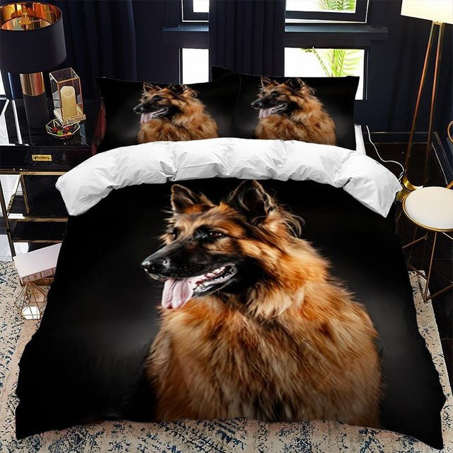 Bettwäsche-Set mit Deutscher Schäferhund Motiv aus Polyester, King/Queen Size, B/H: 210 x 210 cm - Bild 1