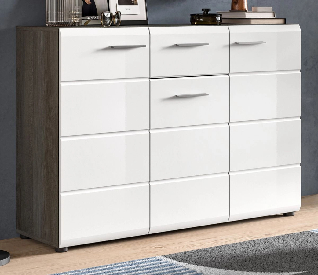 Inn.Furn Sideboard Rumba in Weiß Hochglanz und Grau, Breite: 120 cm - Bild 3