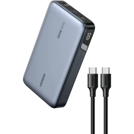 UGREEN Nexode Powerbank 20000 mAh mit 100W Schnellladung, USB-C und USB-A, Grau
