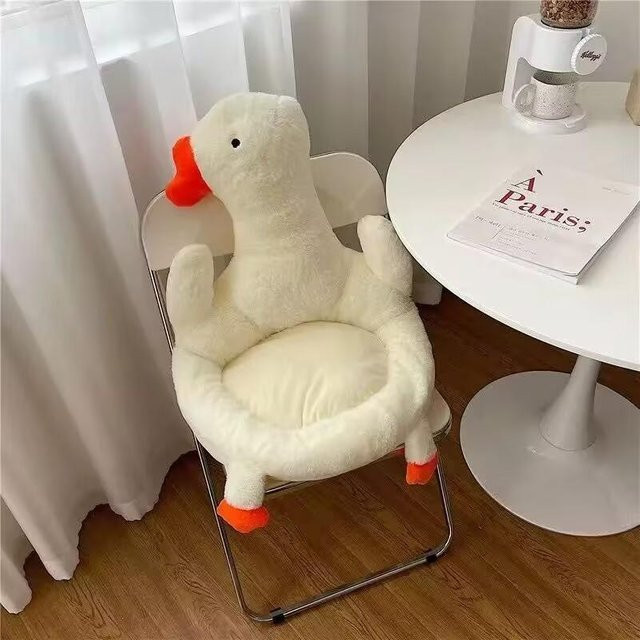 Weißes Gänse Sitzkissen aus Plüsch für Büro und Schlafzimmer B: 80 cm, T: 50 cm - Bild 1