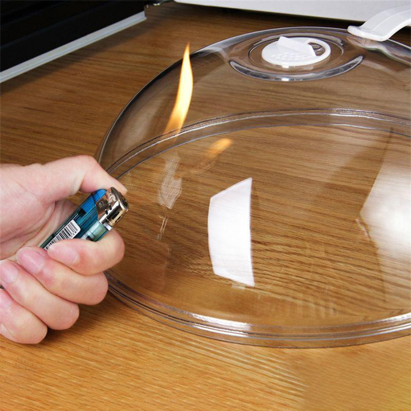 Transparente Mikrowellenabdeckung mit Griff als spritzwassergeschützte Abdeckplatte für Lebensmittel von Your Warm Home in Größe S - Bild 2