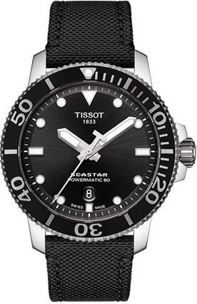 Tissot Seastar Automatik, Taucheruhr, Edelstahl, Leder, Schwarz, Herren - Bild 1