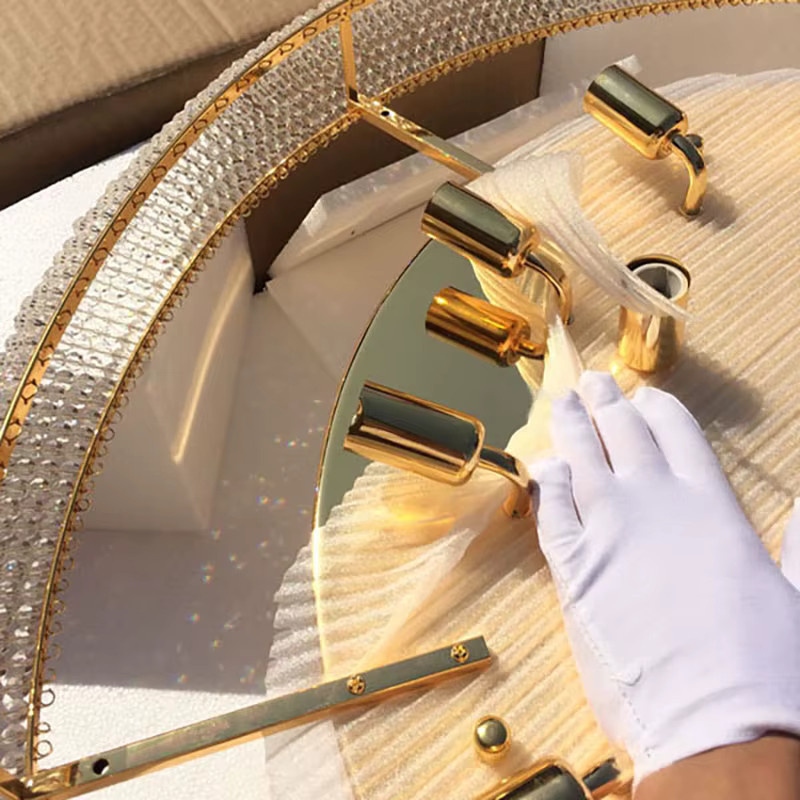 Phube Empire Gold Kristall Deckenleuchte als Hängeleuchte für Wohnzimmer, Flur und Treppenhäuser in Gold und Transparent - Bild 2