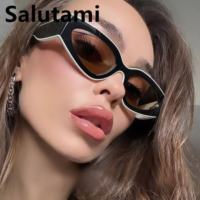 Salutami Sonnenbrille Cat-Eye, Vollrand, Schwarz-Weiß, Kunststoff, Damen - Bild 1