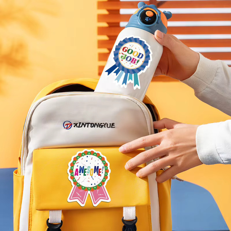 60 Stück Medaillen-Award-Aufkleber in Multicolour, inspirierende Cartoon-Etiketten und Kompliment-Abzeichen für Kinder und Schüler - Bild 3