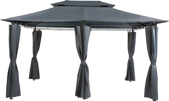 Beliani Pavillon COLOS in Graphitgrau mit Stahlgestell und Polyesterbespannung B/T/H: 400 x 300 x 300 cm - Bild 1