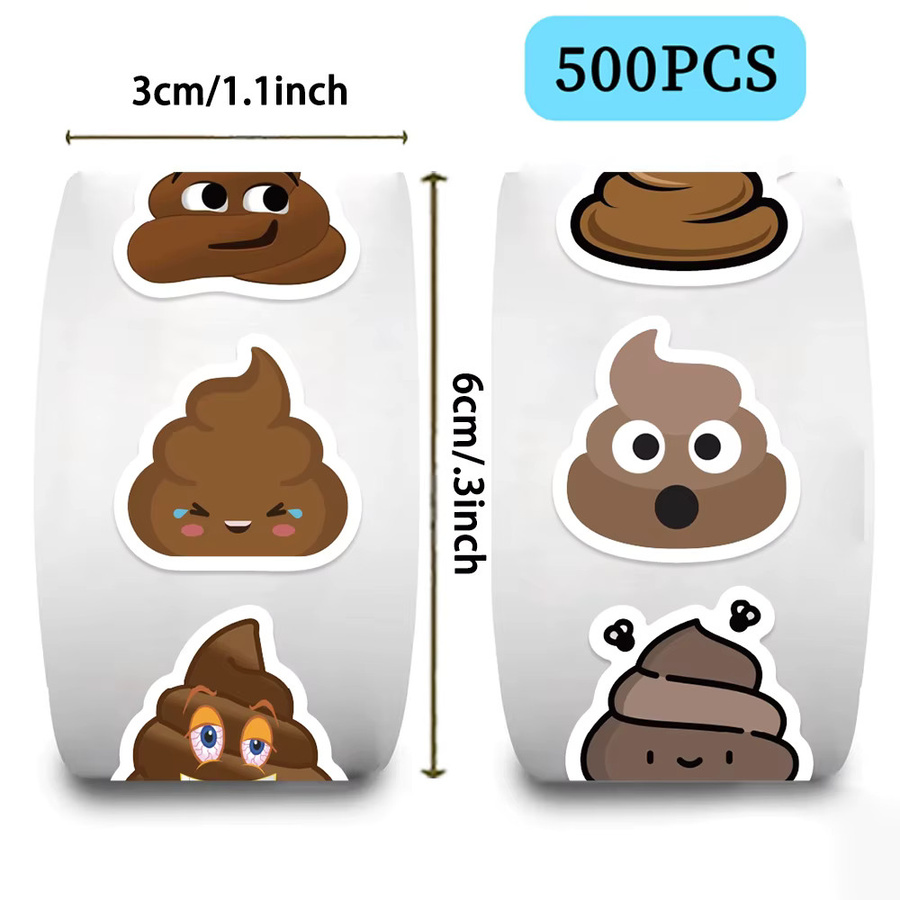 500 Stück Lustige Kot-Aufkleber in 10 verschiedenen Stilen, Braune Selbstklebende Sticker für Party-Dekorationen und Geschenke - Bild 3