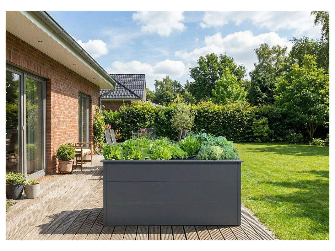 PLATS Hochbeet mit Schneckenkante aus Stahl in Anthrazit und Grau, B/T/H: 150 x 850 x 75 cm - Bild 2