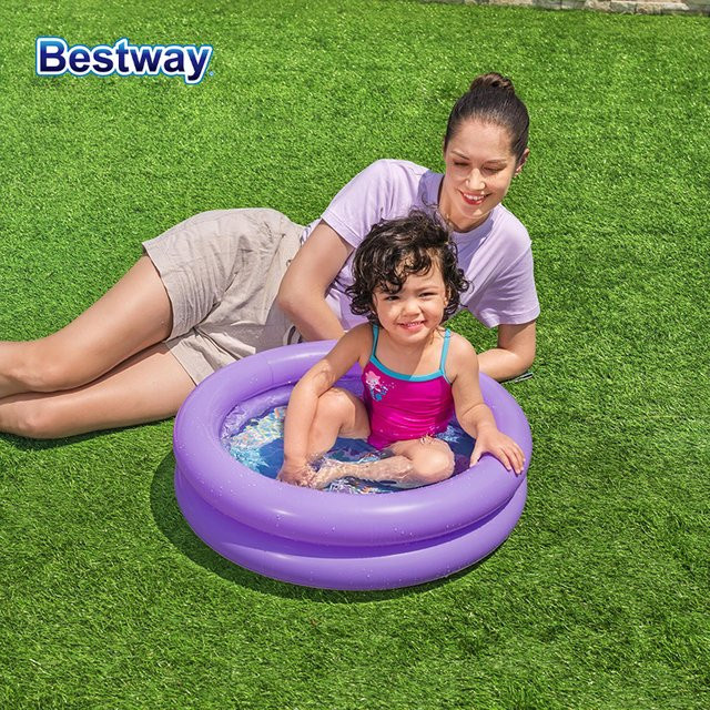 Bestway 51061 Aufblasbares Garten-Schwimmbecken für Kinder, rund, grün-lila - Bild 1