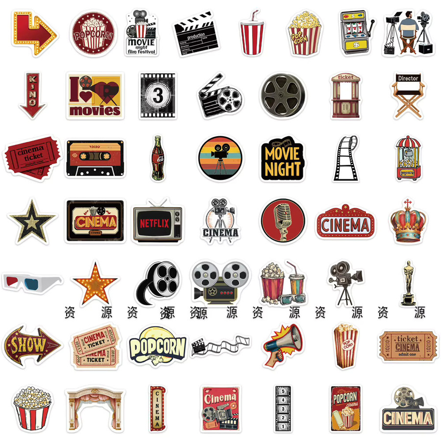 50 Stück Retro Film Mechanik Sticker Set in Multicolour für DIY Dekoration von Laptop, Tablet, Telefonhülle und Sammelalben - Bild 3