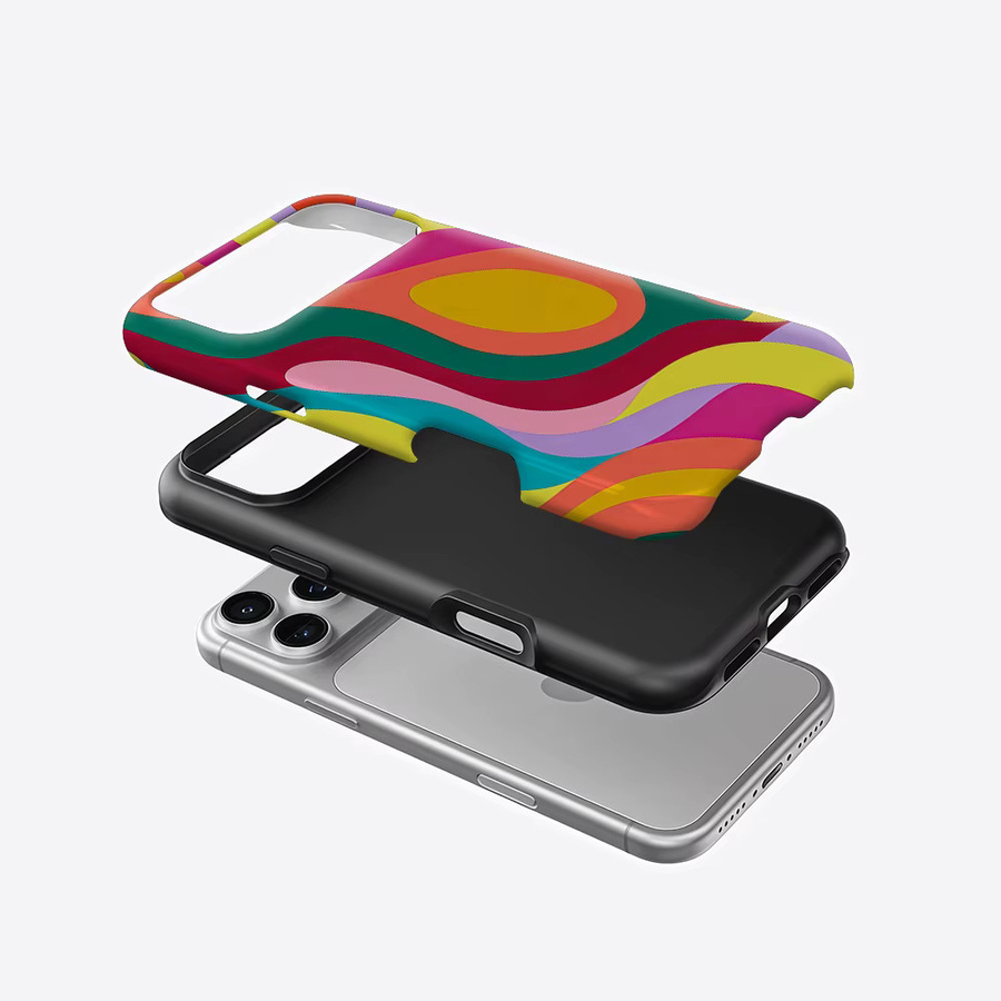Potdemiel Aurea Case Matte Bumper MagSafe Schutzhülle für iPhone 13 bis 17 Pro Max in Neon Swirl Multicolor - Bild 2
