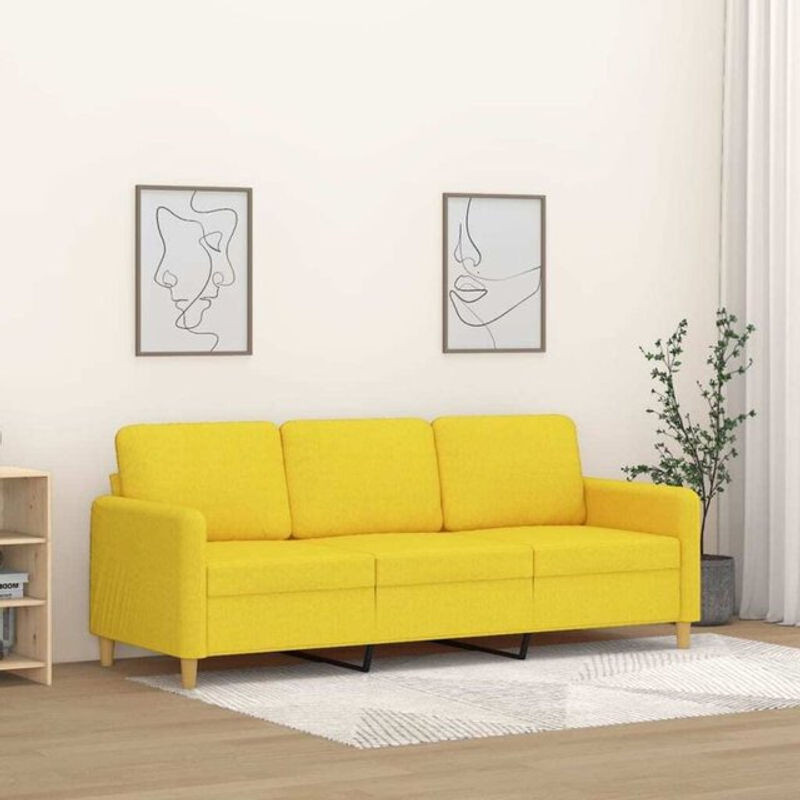 Vidaxl 3-Sitzer Sofa Modern in Gelb aus Stoff mit Metallgestell, Breite: 180 cm - Bild 1