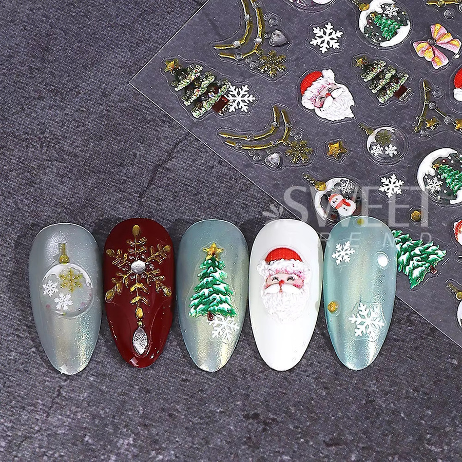 SWEET TREND Nagelaufkleber, Schneemann und Schneeball, 5D geprägt - Bild 2