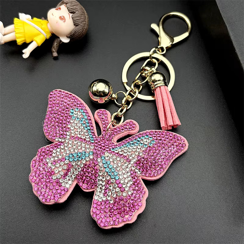 AFAWA Schlüsselanhänger, Rosa Schmetterling, Kristall Strass, Unisex - Bild 2