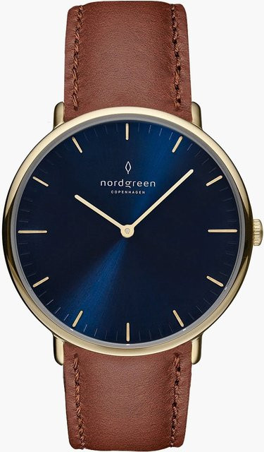 Nordgreen Herrenuhr Native, Quarz, Edelstahl, 40 mm, Leder, Blau - Bild 1