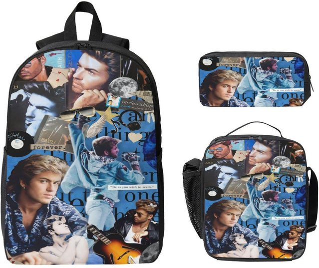 Fancy Style Studio Schulranzen Set George Michael Cooler mit Rucksack, Brotdose und Federmäppchen in Grau und Multicolour - Bild 1