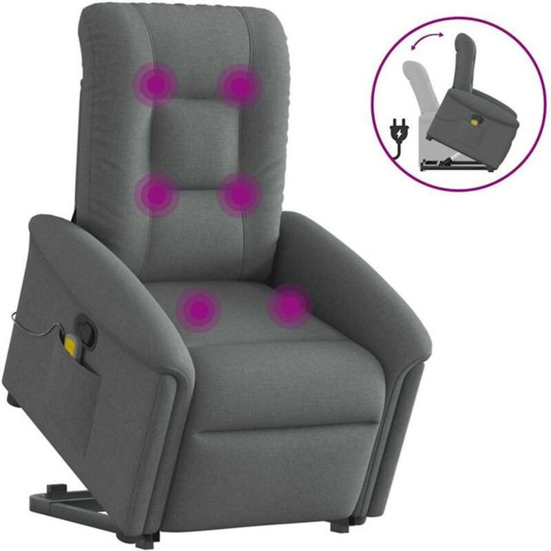 vidaxl Relaxsessel Massagesessel mit Aufstehhilfe in Anthrazit Grau aus Stoff - Bild 1