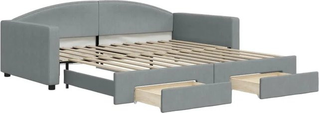 vidaXL Ausziehbarer Tagesbett mit Schubladen in Grau mit Polsterung und Schlaffunktion B/T/H: 100-120 x 200 x 75 cm - Bild 1