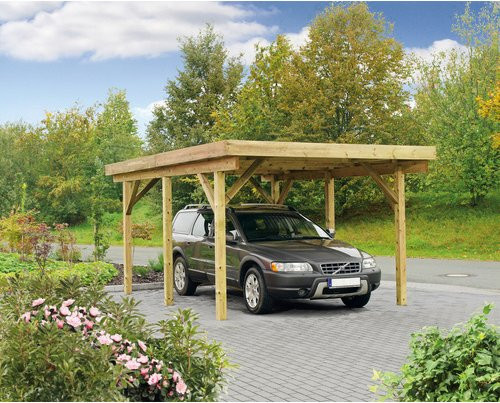 Mr. GARDENER Einzelcarport Bremen 1 aus Holz in Braun und Anthrazit, B/T/H: 340 x 510 x 230 cm - Bild 1