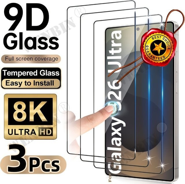 3er-Pack Gehärtetes Glas Displayschutzfolie für Samsung Galaxy S26 Ultra Edge Plus, S25, S24, A57, A37, A17, A27 in Transparent - Bild 1