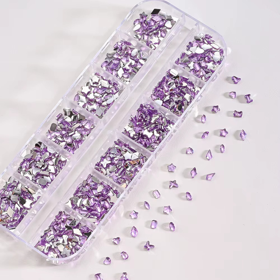 MAFANAILS Nagel-Strasssteine, Lila, Glänzend, 12 Gitter Mini - Bild 3