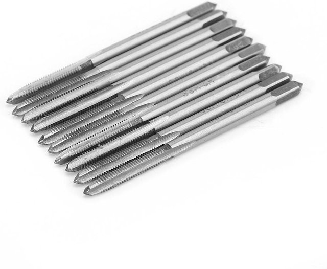 10 Stück HSS Maschinengewindebohrer Set mit geradgenuteter Schneidfunktion, Farbe: Silber, Material: Edelstahl, M3x0.5 bis M12 - Bild 1