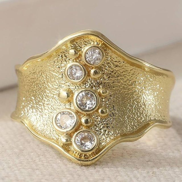 Huitan Damenring, Gold, Zirkonia, Vintage - Bild 1