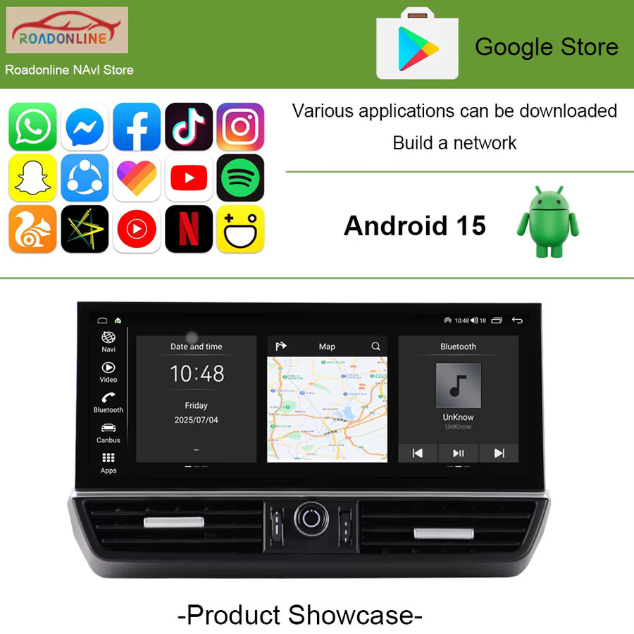 Roadonline Android 15 Autoradio für Porsche Cayenne 2010-2016 mit 12,3 Zoll Display, 12 GB RAM, 256 GB Speicher, Carplay, GPS-Navigation und Multimedia-Videoplayer in Schwarz - Bild 4