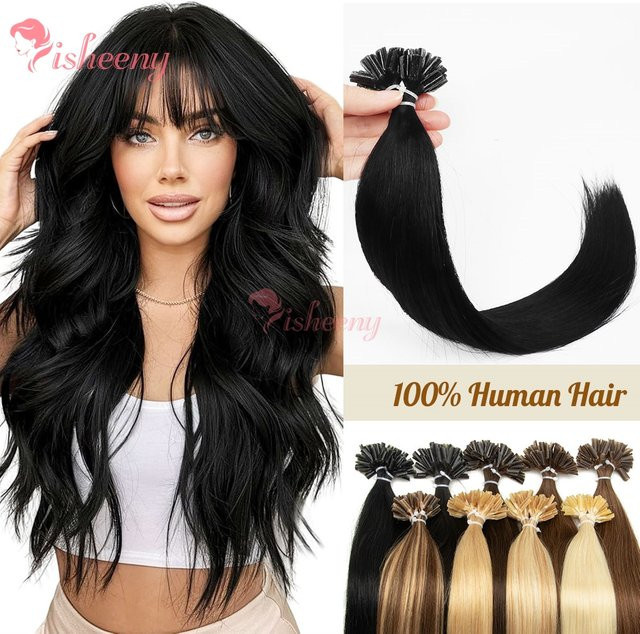 isheeny Echthaarverlängerung U-Tip, glatt, Fusion-Keratin-Spitze, 50 Stück - Bild 1