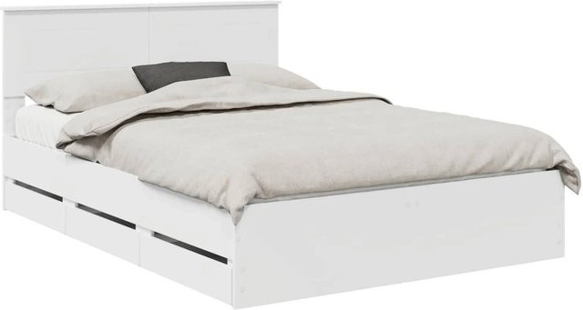 vidaXL Bettrahmen mit Schubladen in Weiß aus Holz und MDF, B/T/H: 140 x 190 x 90 cm - Bild 1