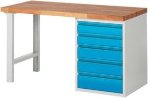 STIER Werkbank Premium mit 5 Schubladen in Grau und Mehrfarbig, B/T/H: 150 x 70 x 84 cm - Bild 1