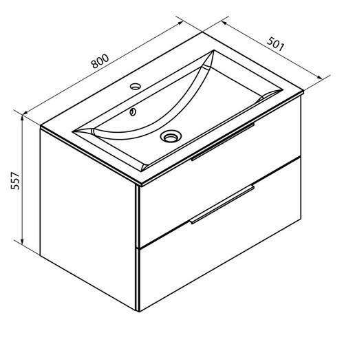 Fackelmann Badmöbel-Set B.Brillant Waschplatz mit Glaswaschtisch und Unterschrank in Asteiche und Anthrazit, B/T/H: 80 x 54,2 x 48,9 cm - Bild 2