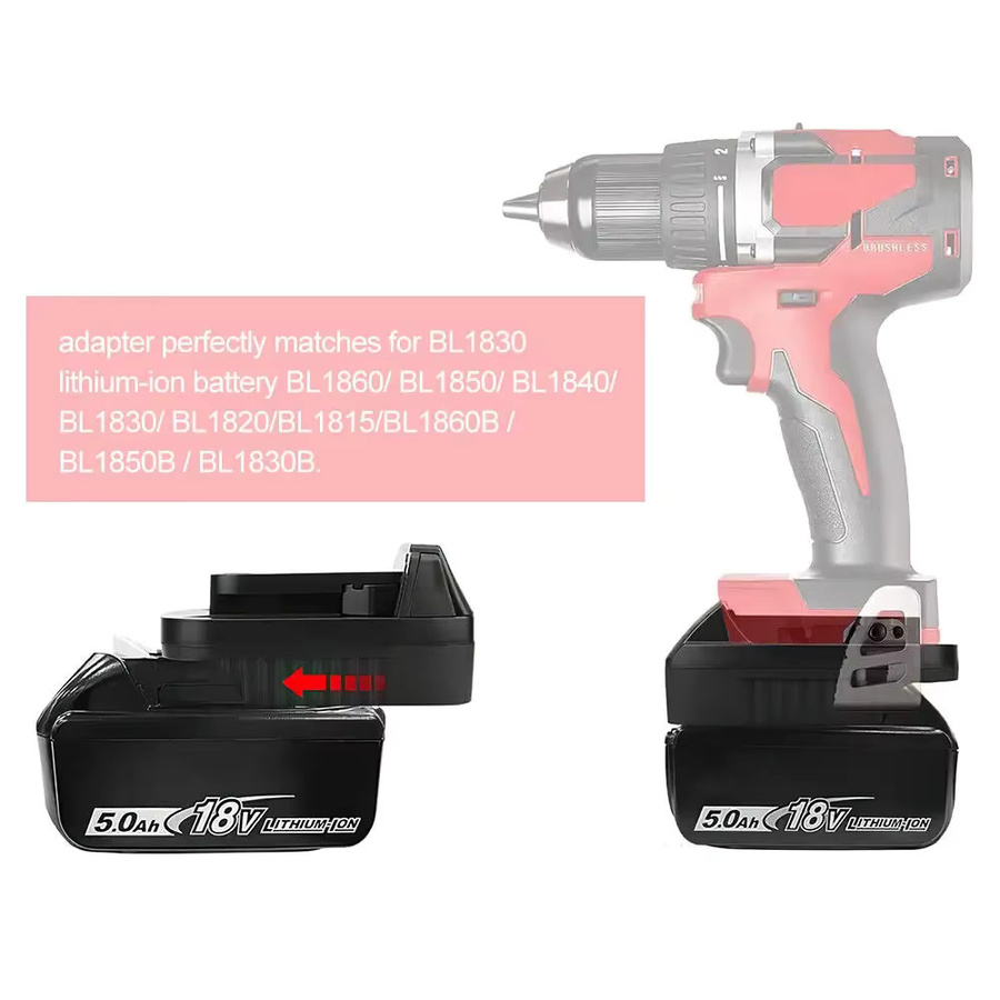 Mt20ml Adapter Konverter für Makita 18V Akkus zur Nutzung mit Milwaukee 18V Li-Ionen Akku-Elektrowerkzeugen, Schwarz - Bild 4
