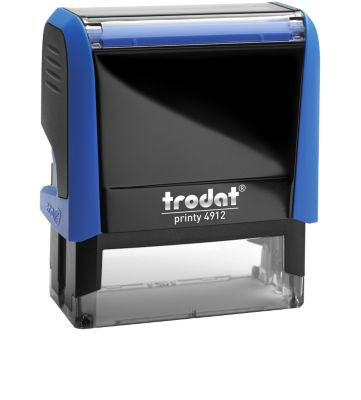 Adress-Stempel trodat Printy 4912 mit blauem Gehäuse und schwarzer Stempelabdruckfarbe - Bild 2